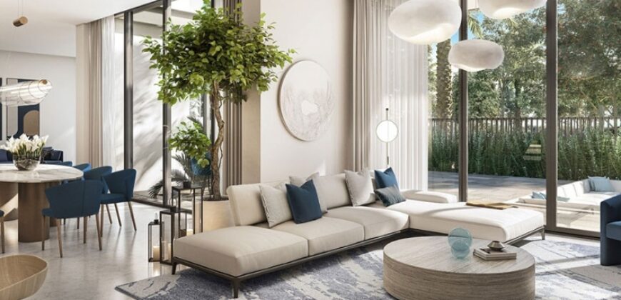 4BR Townhouse for Sale with Scenic Pool & Water Views in Natura DAMAC Hills 2