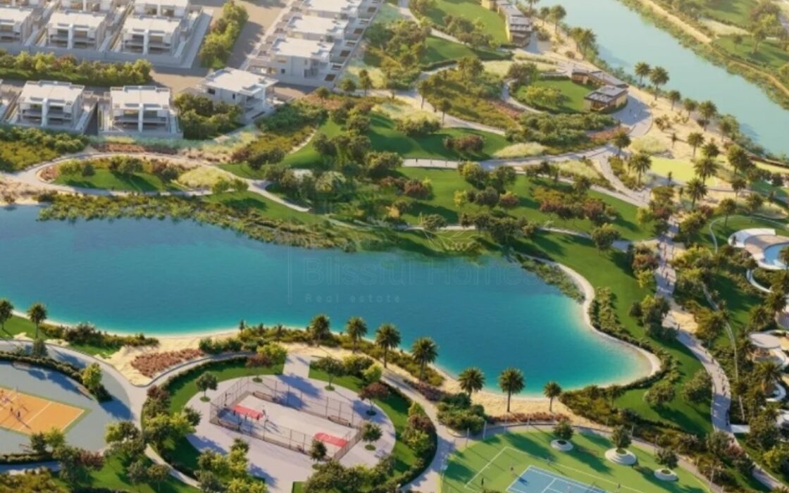 4BR Townhouse for Sale with Scenic Pool & Water Views in Natura DAMAC Hills 2