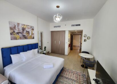 Modern studio living area in Azizi Riviera 5 Meydan